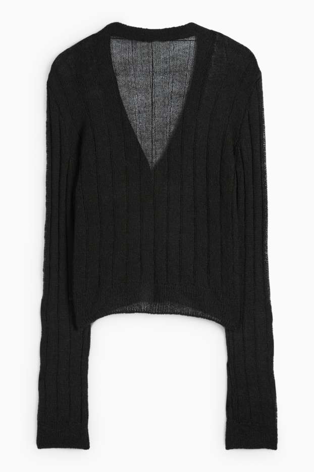 Dames - Kort vest - geribd - zwart