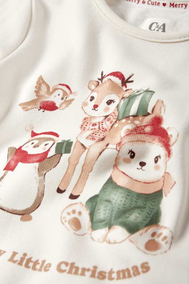 Baby: meisjes - Dieren - babysweatshirt voor kerst - crème wit