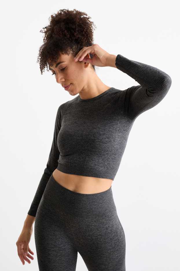 Femmes - Haut court de sport - protection UV - gris anthracite