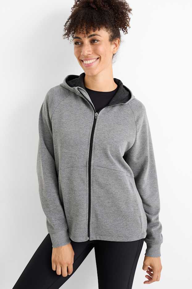 Damen - Funktions-Sweatjacke mit Kapuze - grau