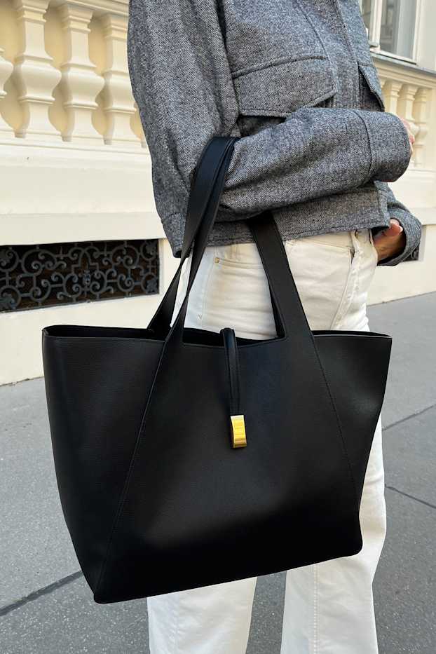 Damen - Shopper - Lederimitat - schwarz