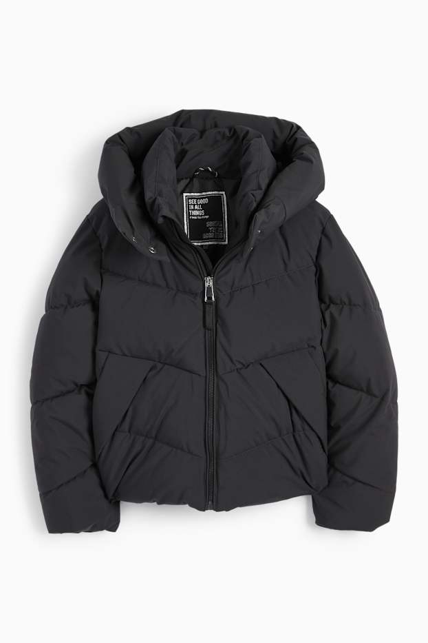 Bambine - Giacca trapuntata con cappuccio - idrorepellente - nero