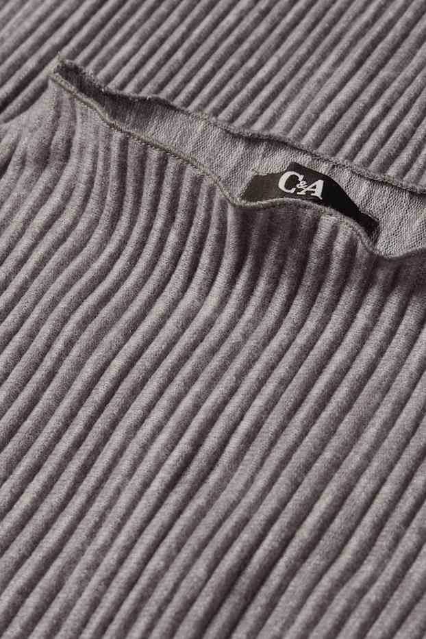 Dona - Samarreta de màniga llarga - acanalada - gris fosc
