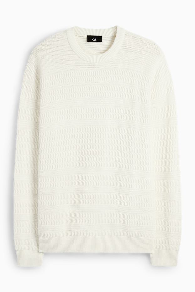 Herren - Pullover - strukturiert - weiss