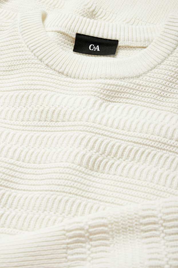Herren - Pullover - strukturiert - weiss
