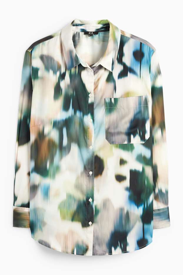 Women - Blouse - patterned - green