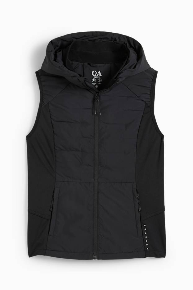 Femmes - Doudoune chaude sans manches à capuche - noir