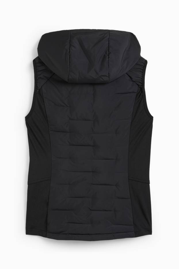 Femmes - Doudoune chaude sans manches à capuche - noir