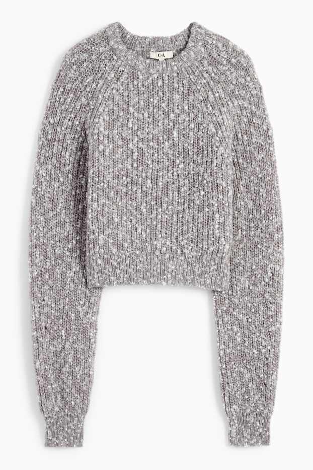 Dames - Korte trui - geribd - grijs