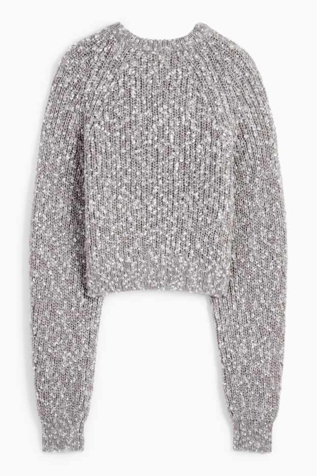 Dames - Korte trui - geribd - grijs