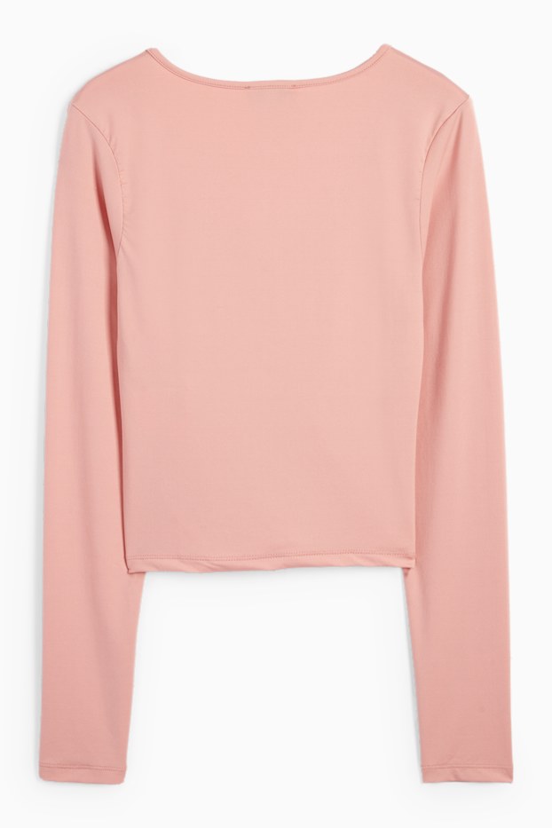 Damen - Crop Langarmshirt - dunkelrosa
