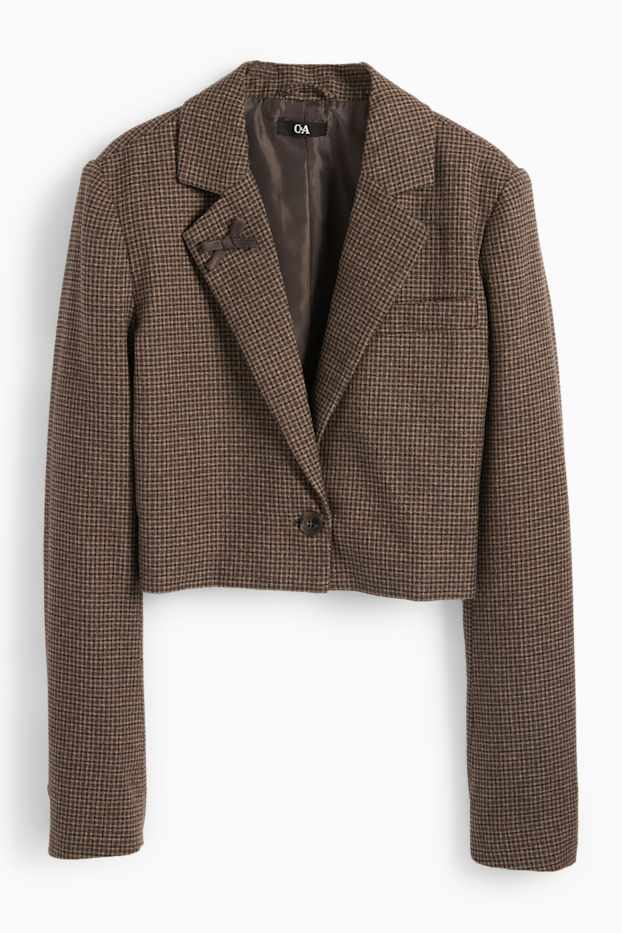 Femmes - Blazer court - à carreaux - marron foncé