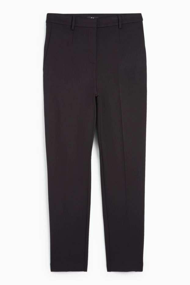 Femei - Pantaloni din jerseu - talie medie - slim fit - negru