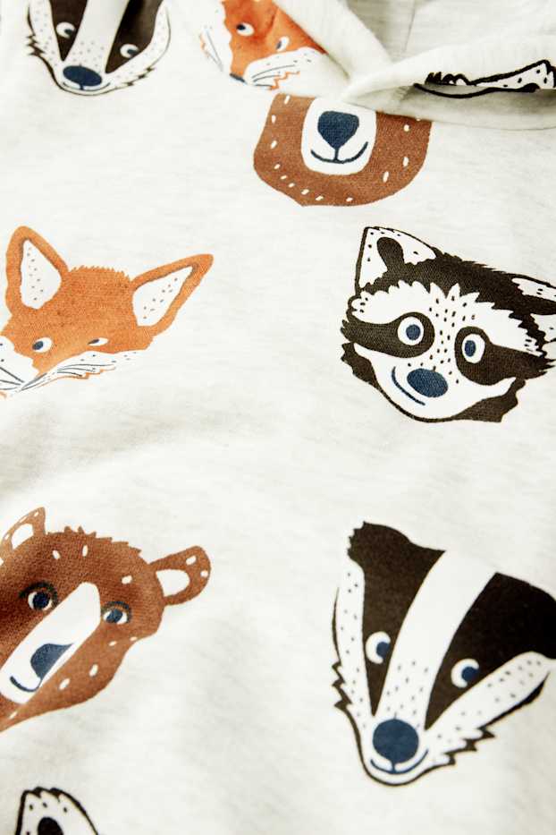 Children Boys - Wild animals - set - hoodie and joggers - 2 piece - light gray-melange