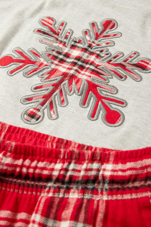Dames - Pyjama - geruit - licht grijs-mix