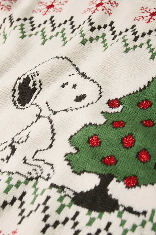 Damen - Weihnachtspullover - Snoopy - cremeweiß