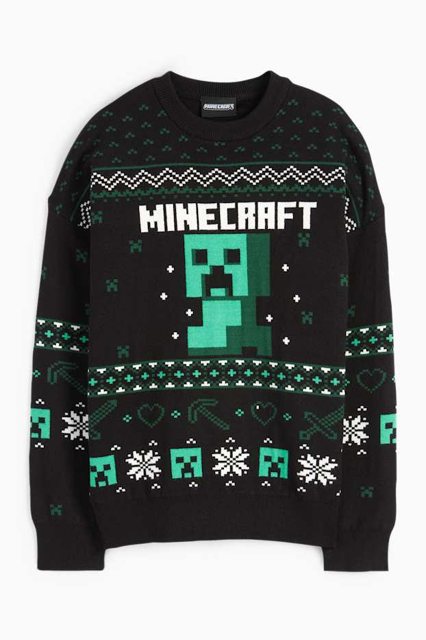 Děti - chlapci - Minecraft - vánoční svetr - černá