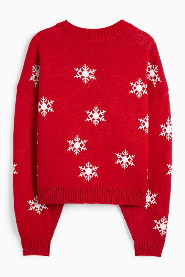 Dames - Kersttrui - de Grinch - rood