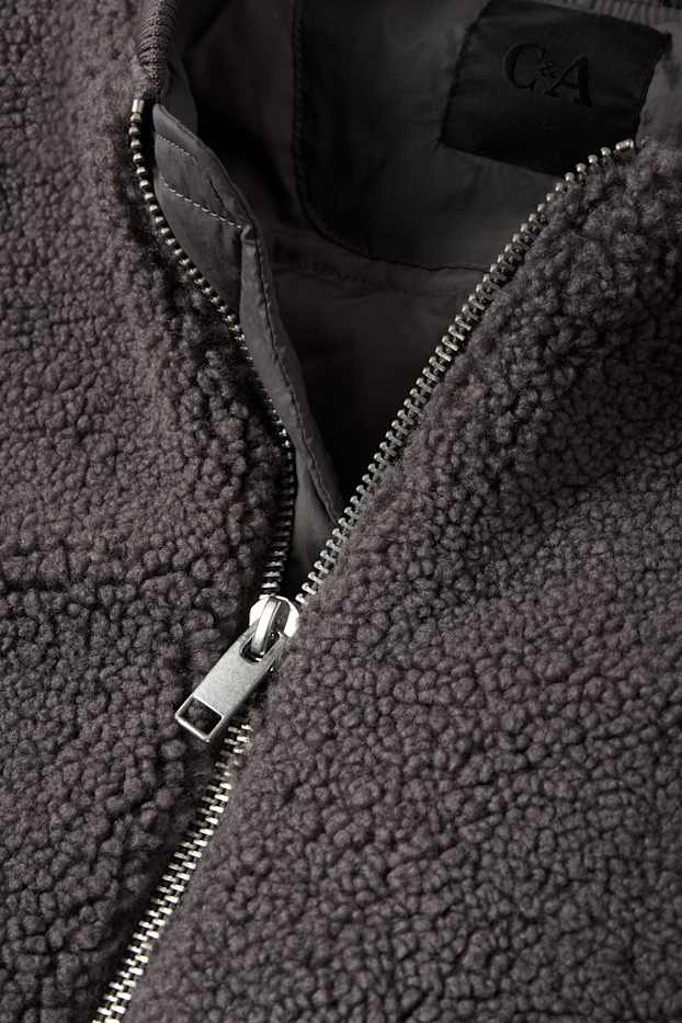 Herren - Teddy-Bomberjacke - dunkelgrau