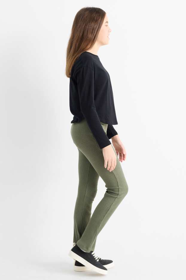 Kinderen: meisjes - Set van 2 - flared legging - zwart