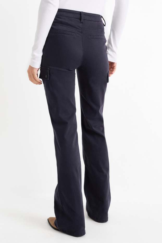 Dona - Pantalons de tela - high waist - bootcut fit - blau fosc