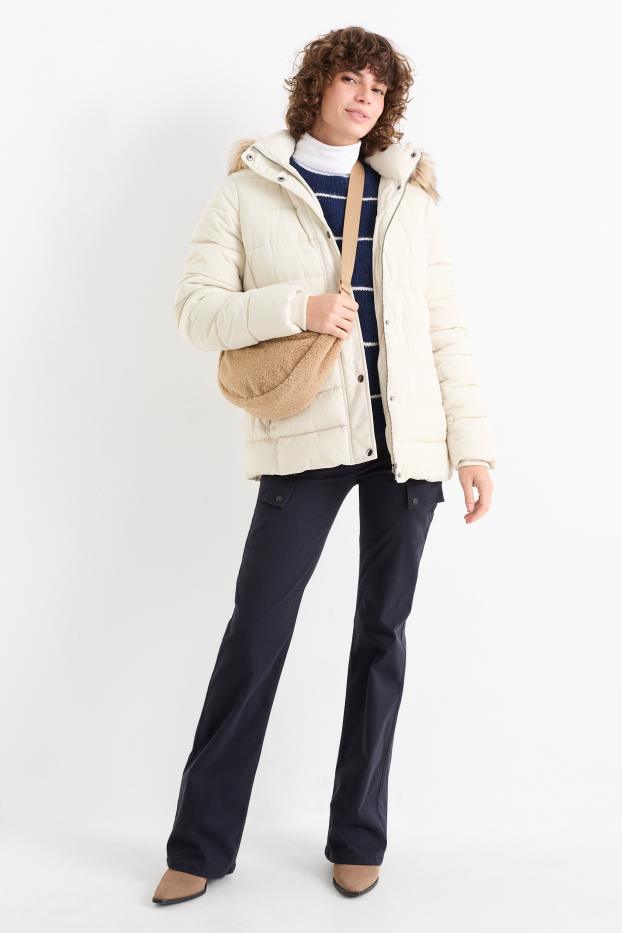 Dona - Pantalons de tela - high waist - bootcut fit - blau fosc