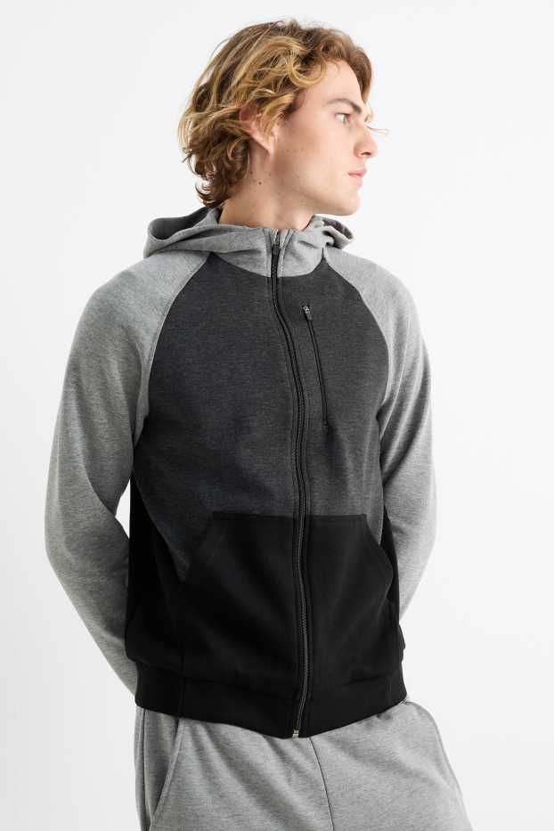 Herren - Funktions-Sweatjacke mit Kapuze - schwarz