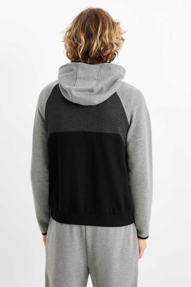 Herren - Funktions-Sweatjacke mit Kapuze - schwarz