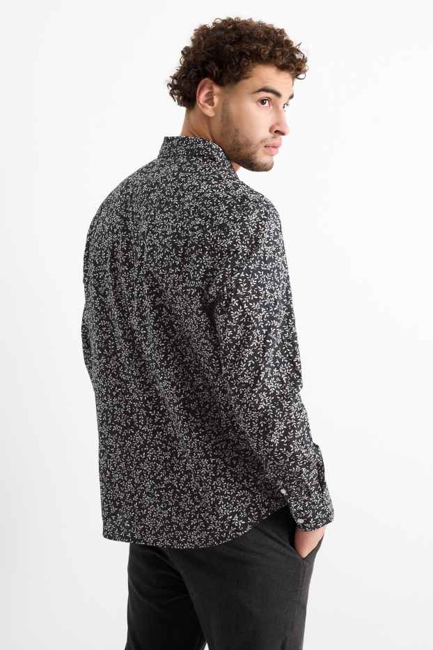Uomo - Camicia - regular fit - collo all'italiana - fantasia - nero