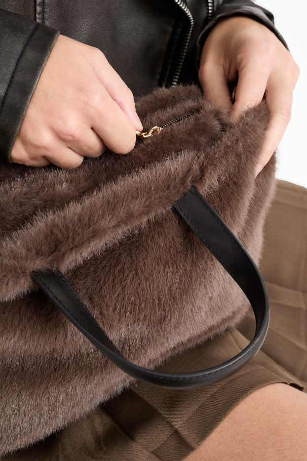 Damen - Großer Shopper mit abnehmbarem Taschengurt - dunkelbraun