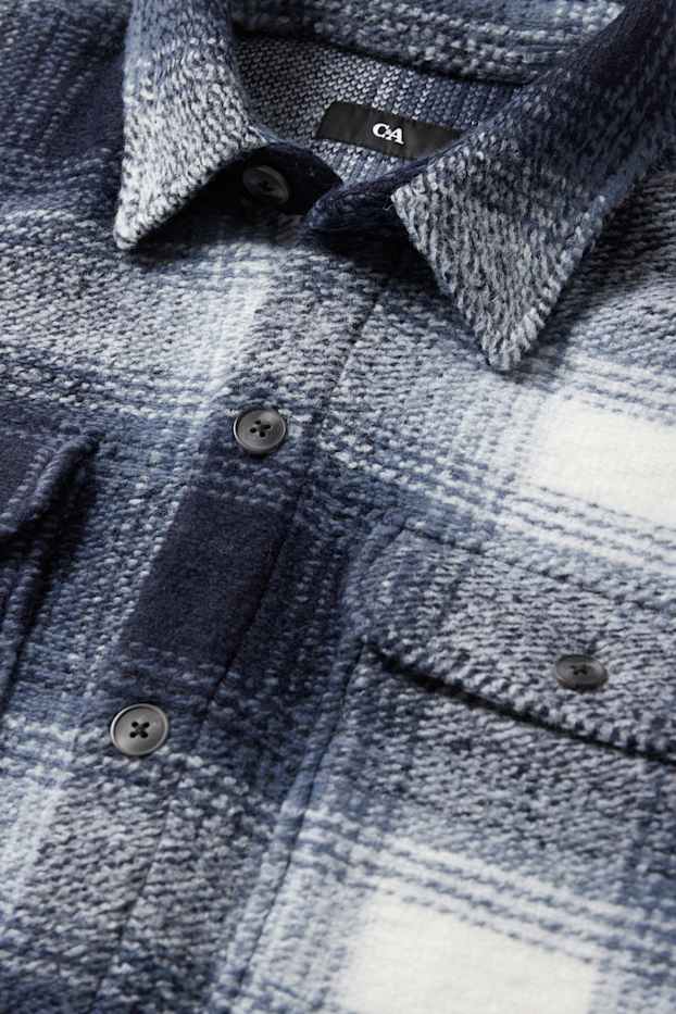 Men - Shirt jacket - check - dark blue