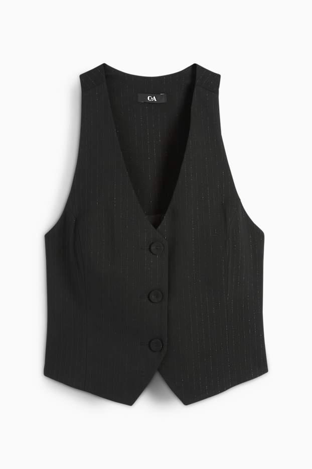 Femmes - Gilet sans manches - fines rayures - noir