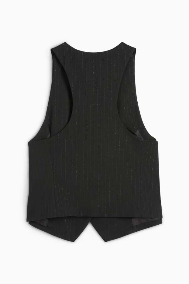 Femmes - Gilet sans manches - fines rayures - noir