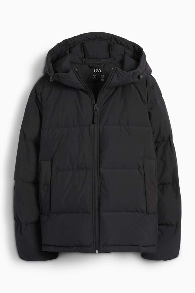 Donna - Giacca trapuntata con cappuccio - impermeabile - nero