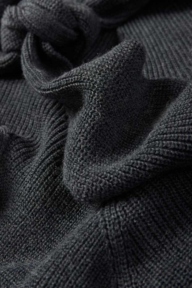 Dona - Vestit de punt de mitja amb nus - acanalat - gris fosc
