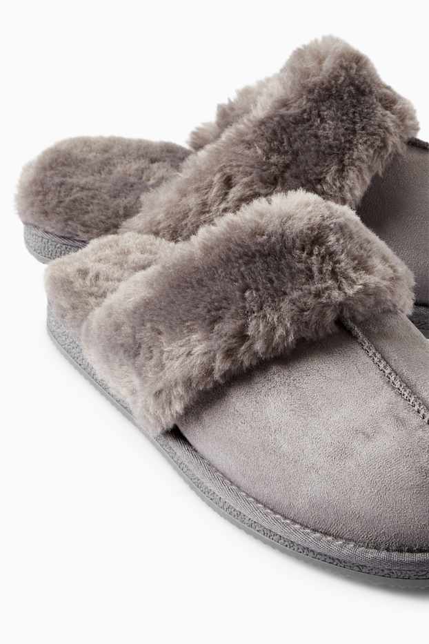 Dona - Sabatilles de casa - pell girada sintètica - gris