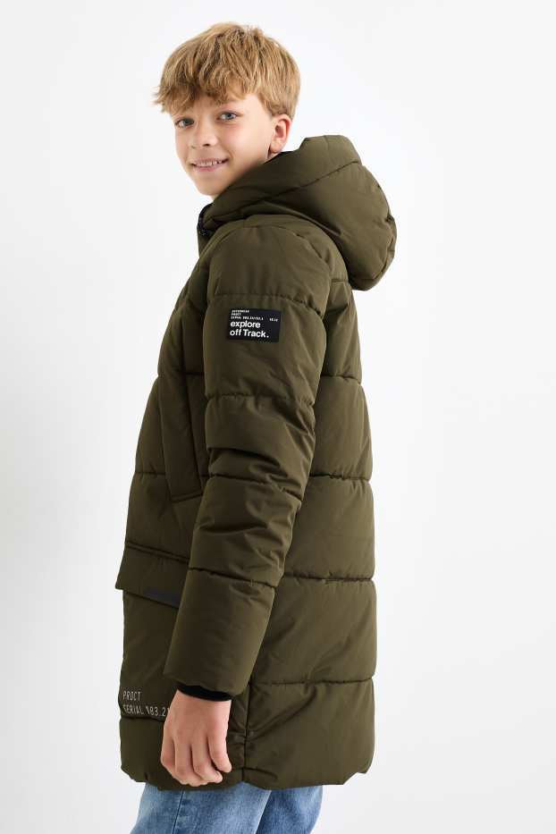 Bambini - Giacca trapuntata con cappuccio - idrorepellente - verde scuro