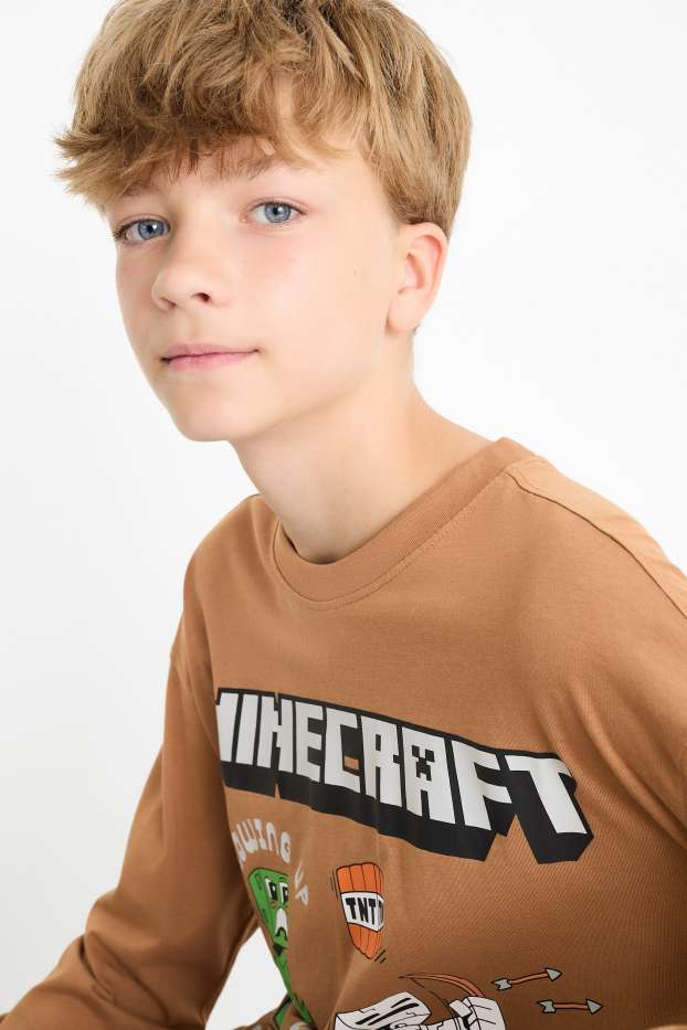 Bambini - Minecraft - maglia a maniche lunghe - marrone