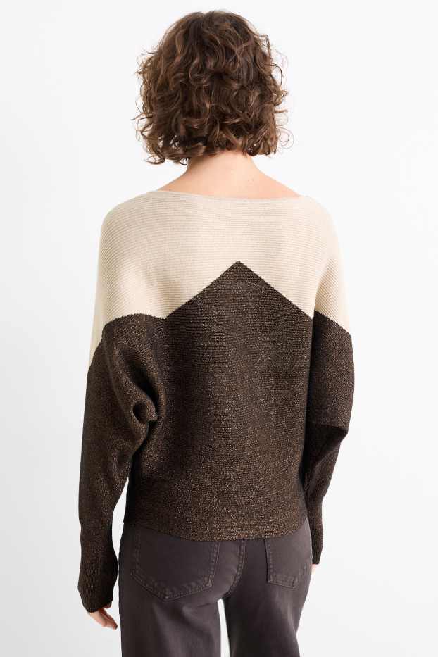 Damen - Pullover - gerippt - silber