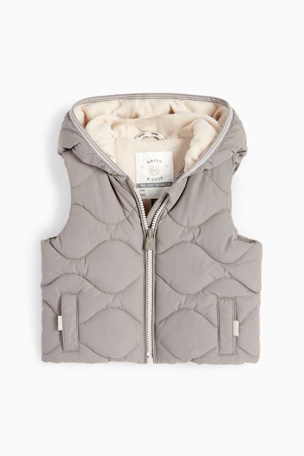 Baby Boys - Baby quilted gilet with hood - water-repellent - gray