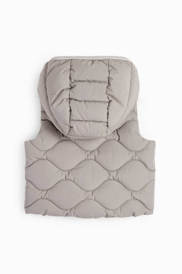 Baby Boys - Baby quilted gilet with hood - water-repellent - gray