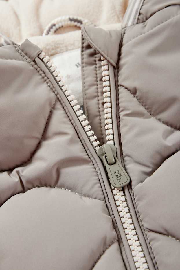Baby Boys - Baby quilted gilet with hood - water-repellent - gray