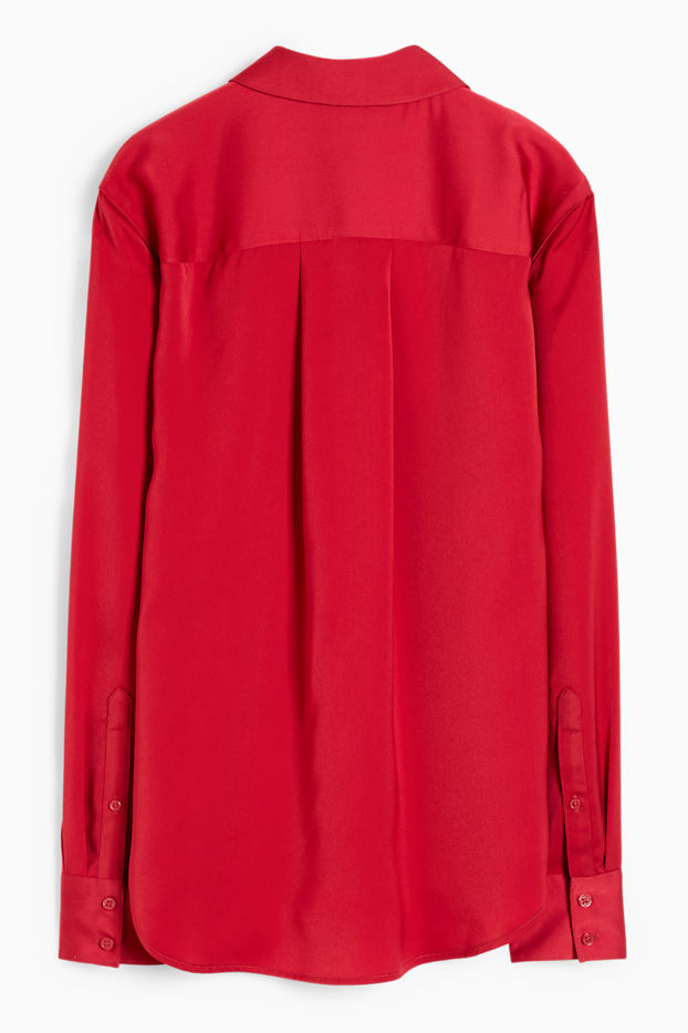 Women - Satin blouse - dark red