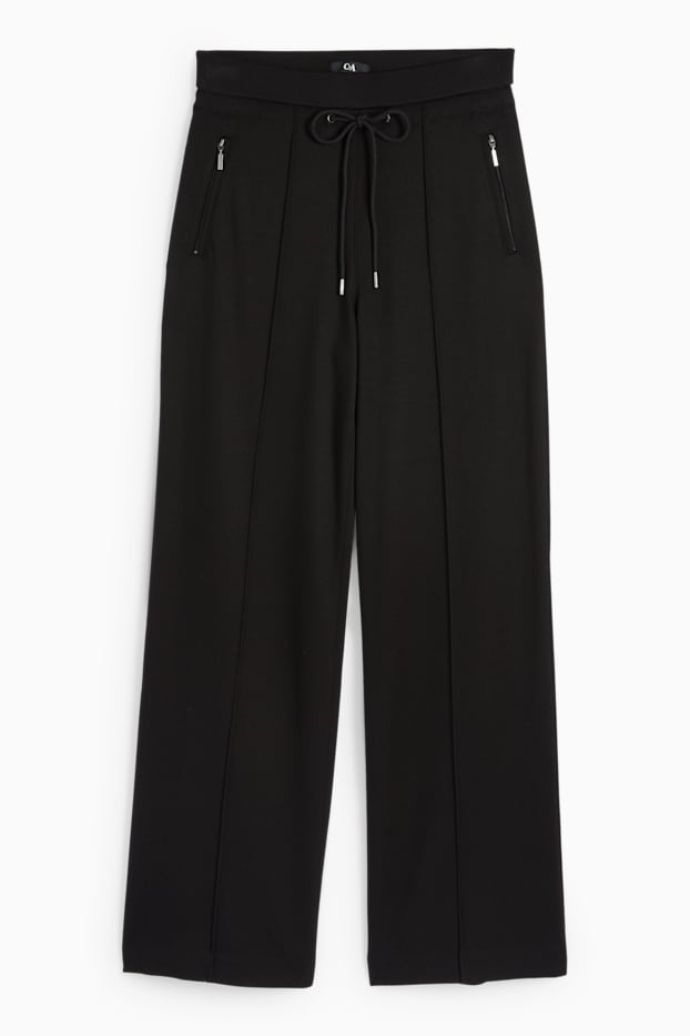 Femei - Pantaloni din jerseu - talie medie - straight fit - negru