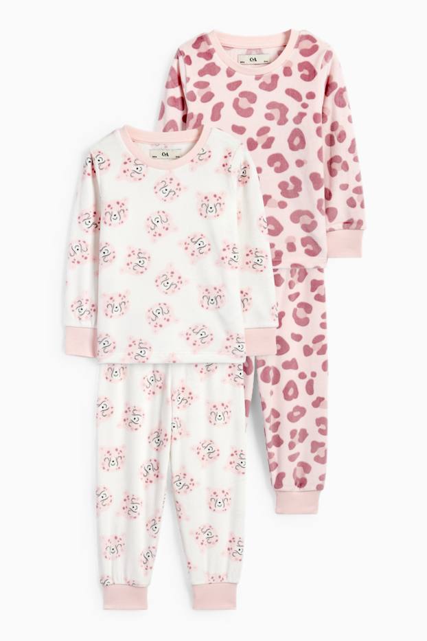 Children Girls - Multipack of 2 - leopard - fleece pyjamas - 4 piece - rose