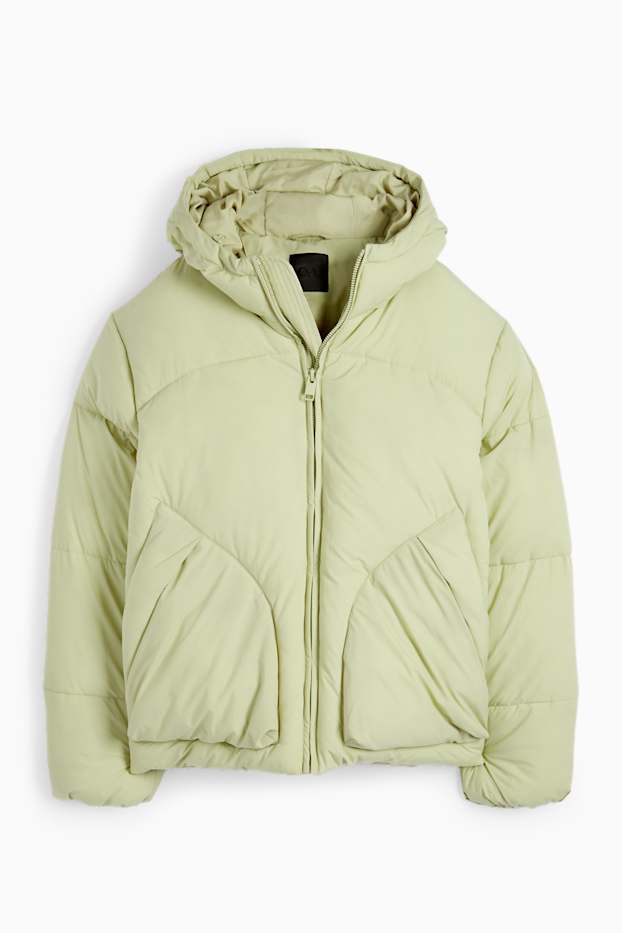 Herren - Steppjacke mit Kapuze - mintgrün