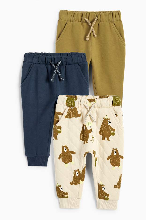 Baby Boys - Multipack of 3 - teddy bear - baby joggers - cremewhite