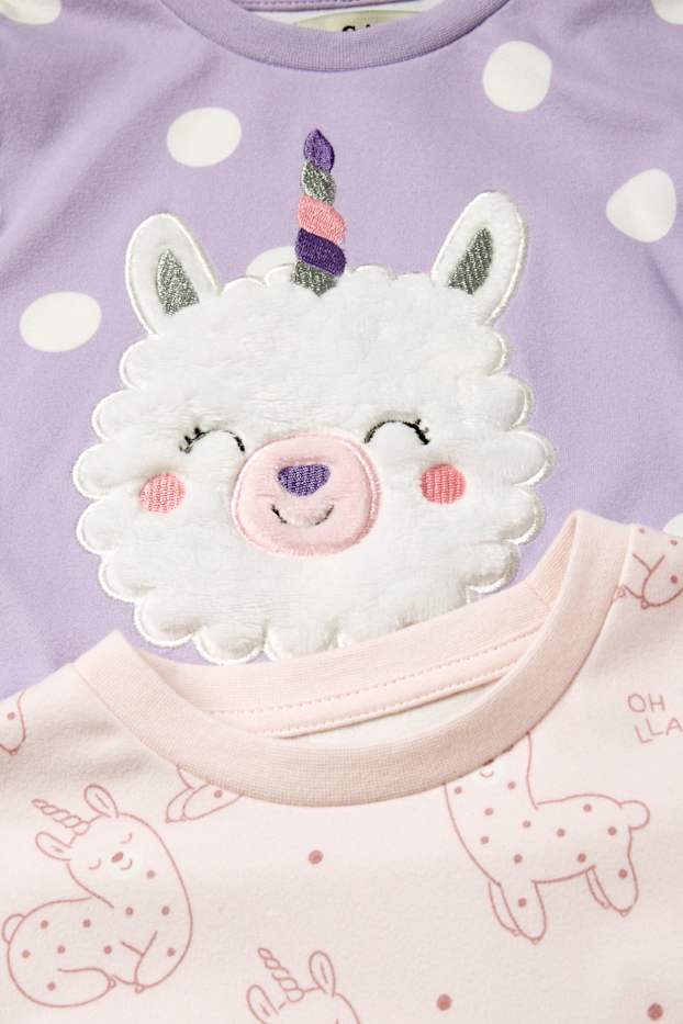 Nena - Paquet de 2 - llama - pijama de teixit polar - 4 peces - violeta clar