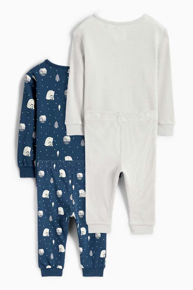 Bébés garçons - Lot de 2 - ours polaires - pyjamas bébé - 4 pièces - bleu foncé