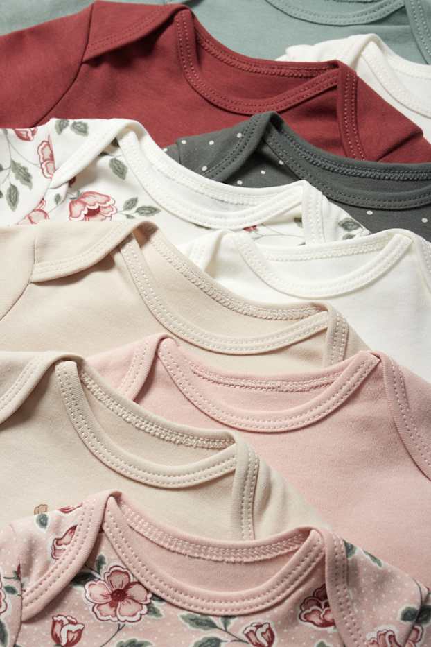 Unisexe - Lot de 10 - petites fleurs - bodys bébé - blanc crème